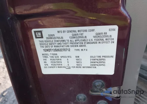 2006 Chevrolet Trailblazer Ls from USA, damaged, VIN 1GNDT13S862278712